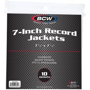 BCW 7 Inch Record Paper Jacket – No Hole – White (10 CT) | Heavy 20-Point Cardboard Jacket Covers | Perfect for 45 RPM Record Protection and Storage | Archival Quality Record Jackets(White)