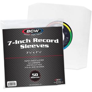 BCW 7 Inch Vinyl Record Paper Inner Sleeves – Angle Cut Corners – White | Pack of 50 | Protective LP Album Sleeves for Vinyl Storage and Preservation | Compatible with 45 RPM Album(White)