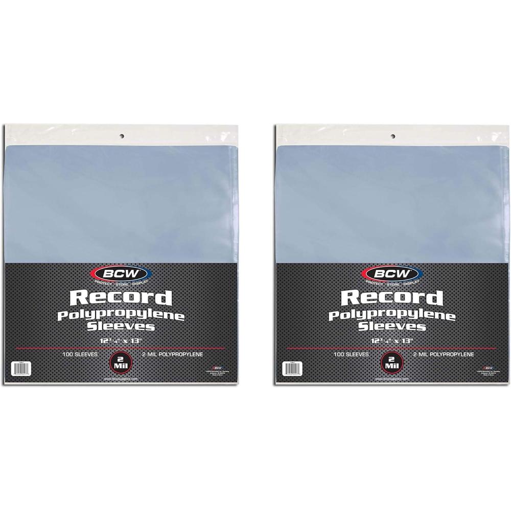 image:imageBCW 33 RPM Record Sleeves  100 ct  Polypropylene Vinyl Record Outer Sleeves  2 mil Thickness  Vinyl Record Album Protectors200 Pack