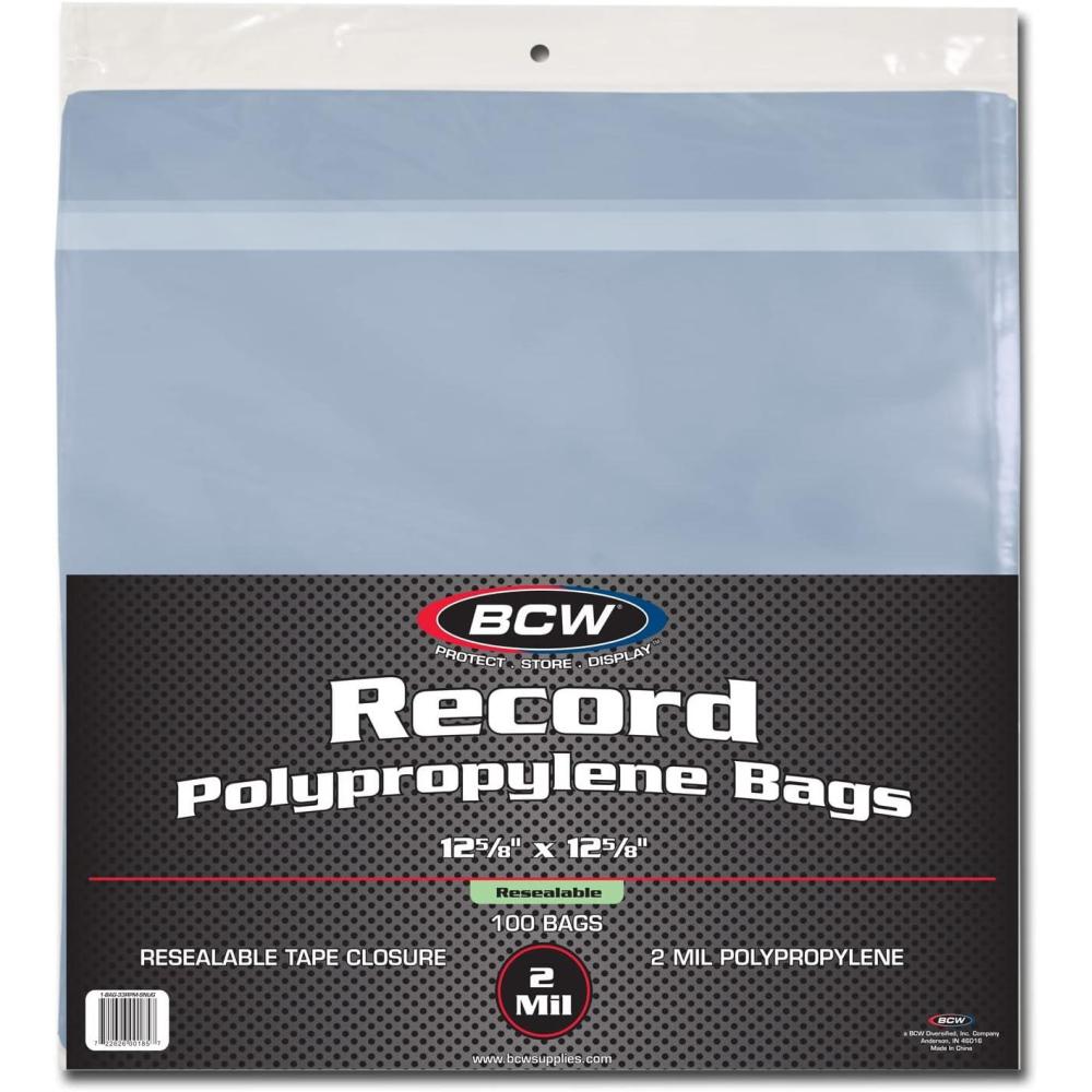 image:imageBCW Resealable 33 RPM Record Bags Snug Fit Crystal Clear Archival Safe Vinyl LP Sleeves with Resealable Adhesive Flap Holds Single amp Double LPs PolypropyleneSnug Fit