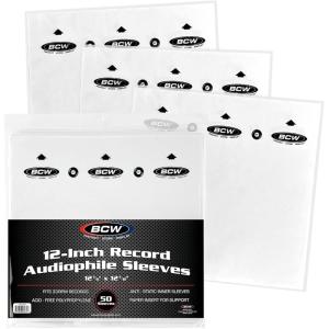 BCW 12-Inch Vinyl Record Sleeves – 50ct | Audiophile Inner Sleeves for LPs | Archival-Quality Anti-Static Protection | Precise Fit for 33 RPM Albums | HDPE Material