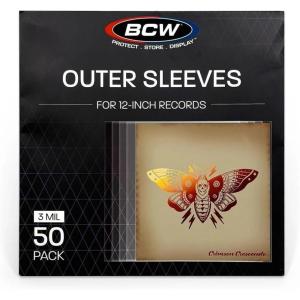 BCW 12-Inch Vinyl Record Sleeves Outer – 50 Pack | Vinyl Record Sleeves | 3-Mil Polyethylene Protection(50)