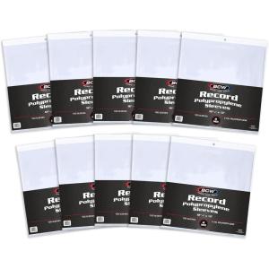 BCW 33 RPM Record Sleeves – 100 ct | Polypropylene Vinyl Record Outer Sleeves | 2 mil Thickness | Vinyl Record Album Protectors(1000 Pack)