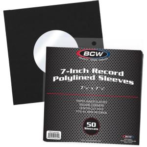 BCW 7-Inch Vinyl Record Sleeves – 50 Pack | Black Polylined Inner Sleeves with Center Hole | Acid-Free, Scratch-Resistant Protection for DJs & Vinyl Collectors(Black)
