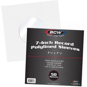 BCW Polylined Black Paper 7 in Square Corner Record Sleeves – 50 ct | Inner Protective Sleeves with Center Hole for Vinyl Records | Acid-Free, Scratch Resistant | Ideal for DJs and Vinyl Collectors(White)