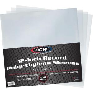 BCW Vinyl Record Sleeves | 200-Pack for 12″” LPs | Archival-Quality Vinyl Protective Sleeves for Single & Double Albums(100 Pack)