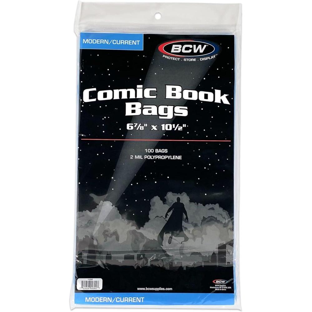 image:imageBCW Current Comic Bags 1000 Pack  AcidFree BCW Comic Book Bags for Modern Comics  Crystal Clear Comic Book Sleeve Protection  6 78 x 10 12
