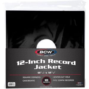 BCW Cardboard 12″ Vinyl Record Jackets with Hole -Black | Durable 20-Point Black Cardstock | Protects 33⅓ RPM Vinyl LPs | Acid-Free | Easy Label Viewing | Ideal for DJs & Collectors