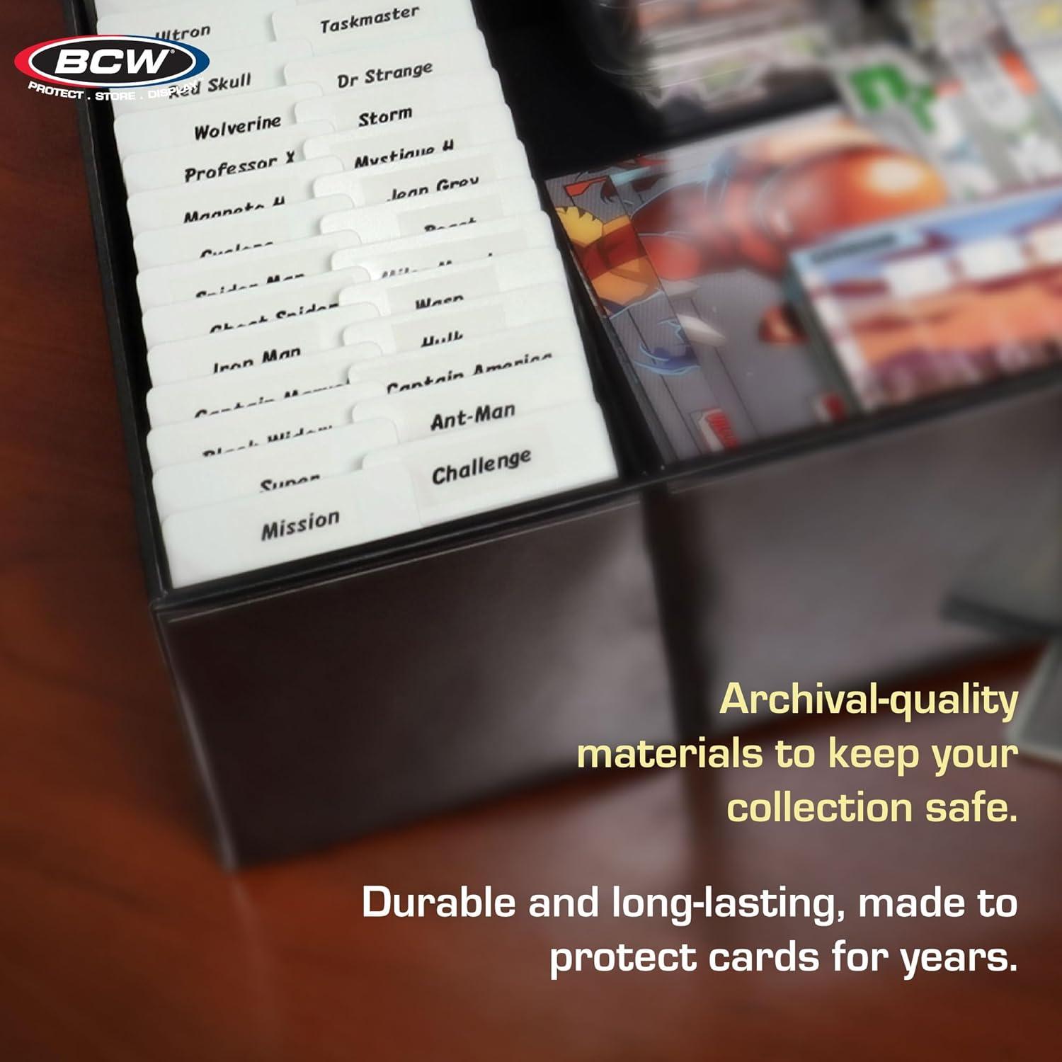 image:imageBCW Horizontal Trading Card Dividers 10 ct Archival Quality WriteOn Index Tab 3 1116 X 2 1116 Inches Fits Single Row Card Boxes Card Collection Organizer Dividers1