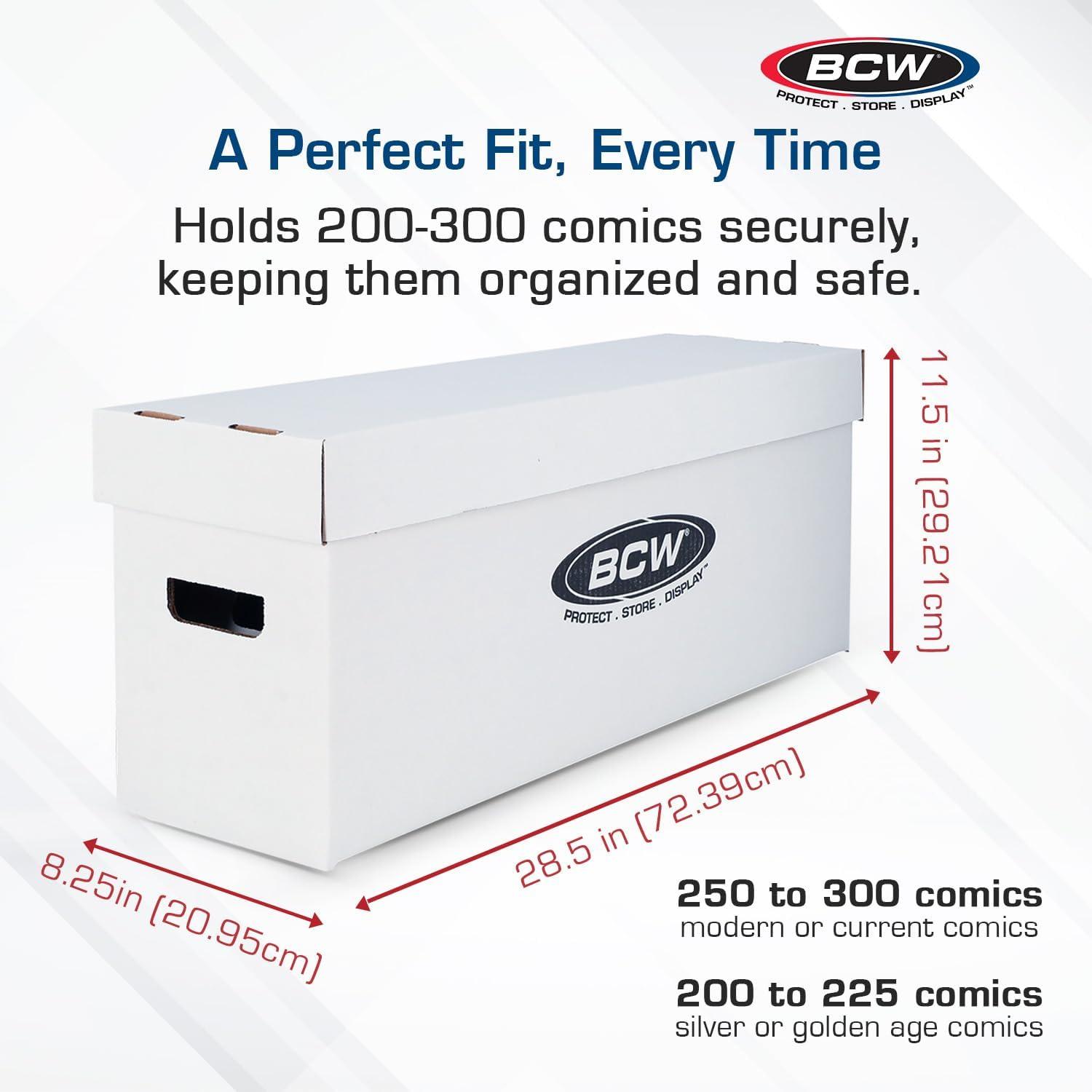 image:imageBCW Long Comic Book Storage Box 5ct Stackable Reinforced Cardboard Shell Fits Most Long Boxes