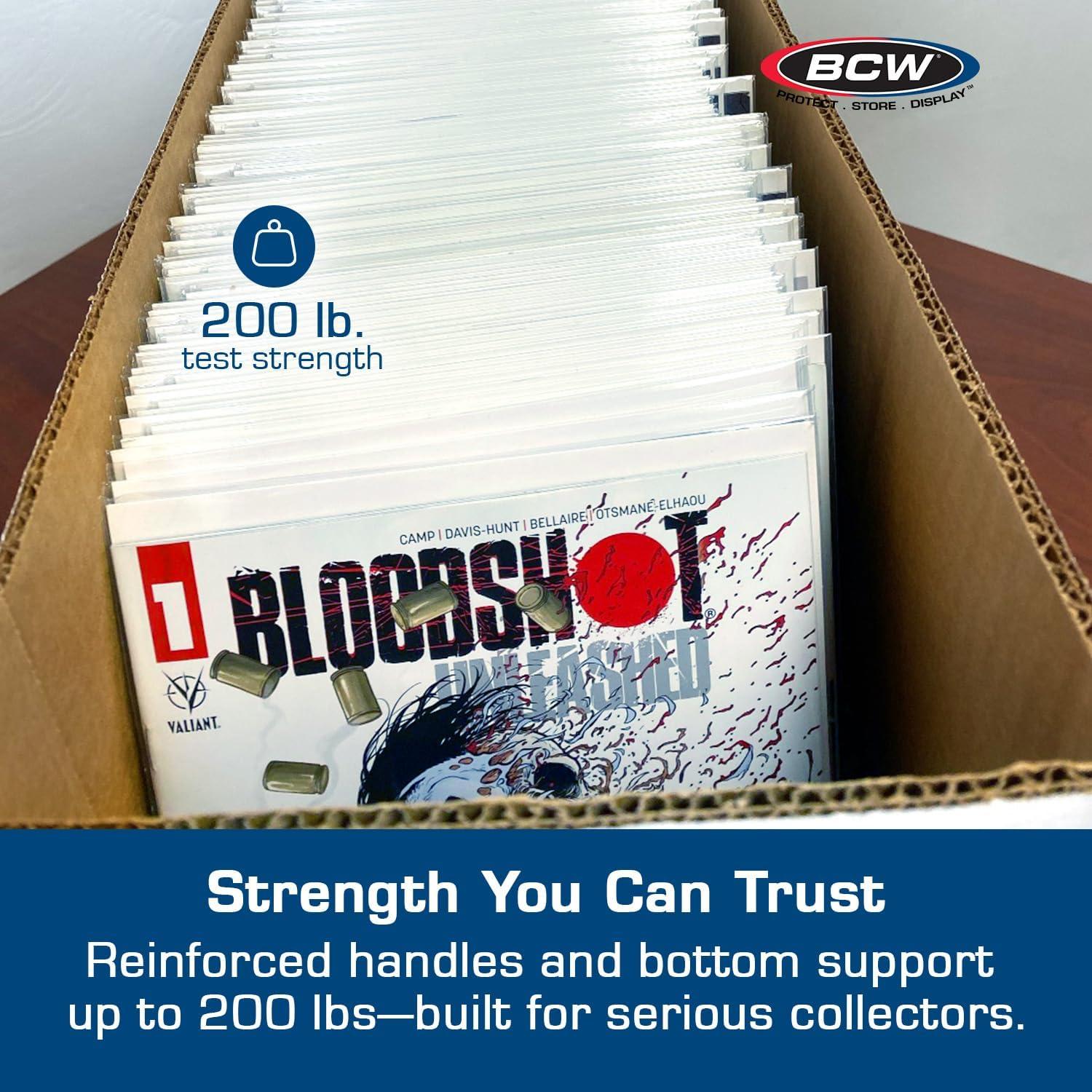 image:imageBCW Long Comic Book Storage Box 5ct Stackable Reinforced Cardboard Shell Fits Most Long Boxes