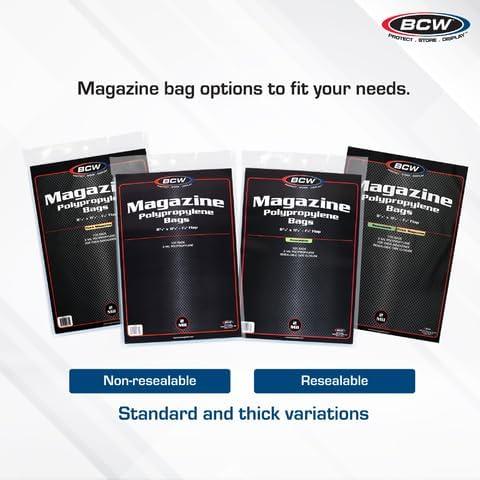image:imageBCW Magazine Bags 100 Count AcidFree Crystal Clear Polypropylene Sleeves for ArchivalQuality Storage of Collectible Magazines Protect and Showcase Your Valuable Comic Book Collection500 Pack