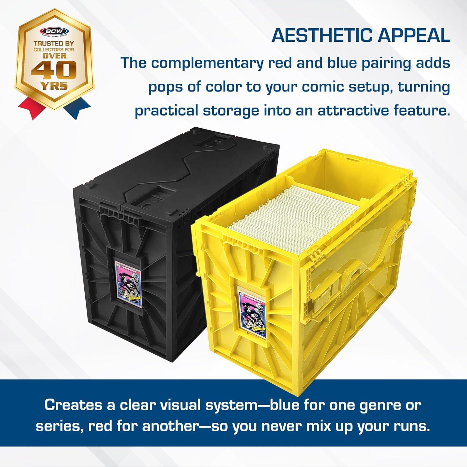 image:imageBCW Red amp Black Short Comic Book Bin Set Comic Book Storage Box Plastic Comic Box OrganizerBlack Yellow
