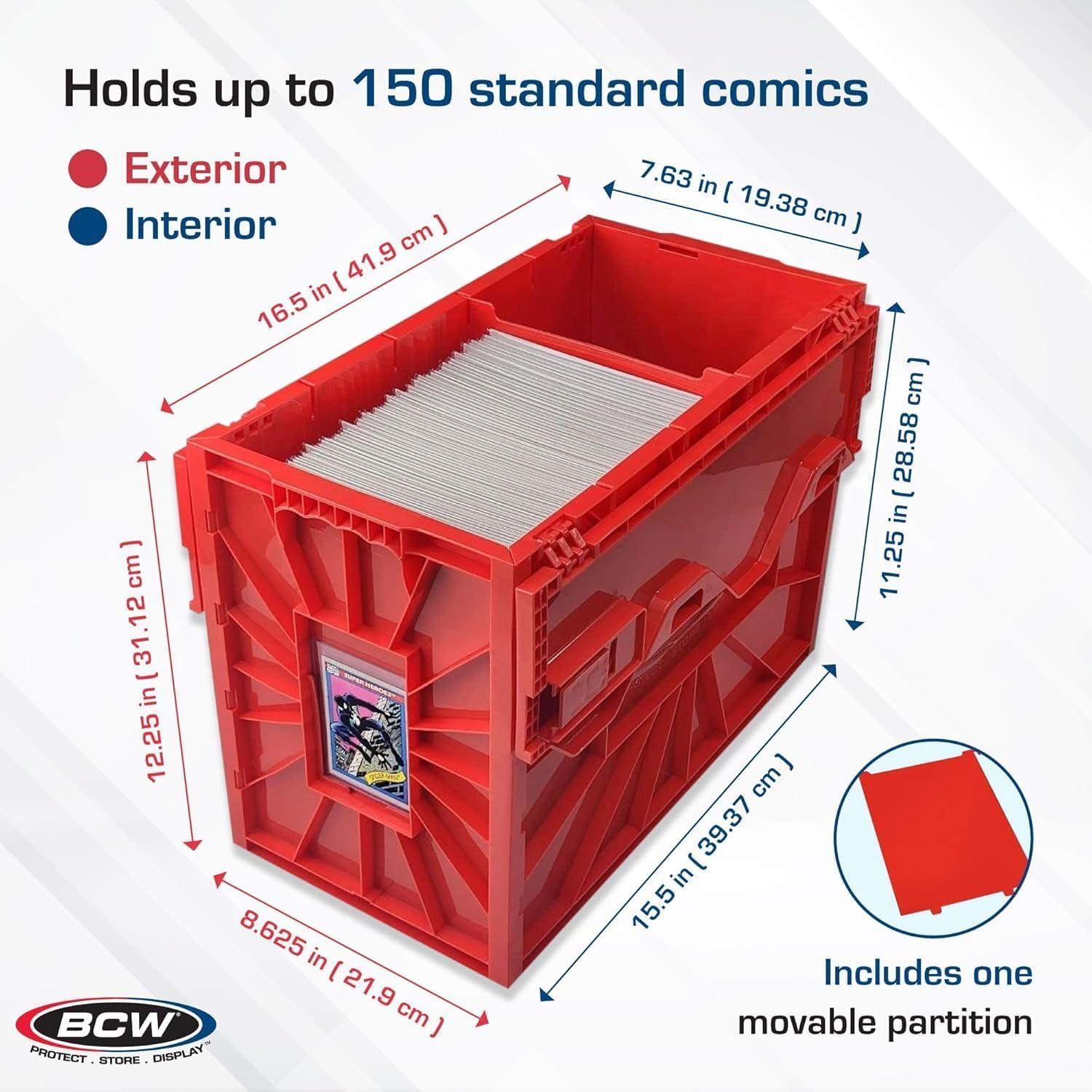 image:imageBCW Red amp Black Short Comic Book Bin Set Comic Book Storage Box Plastic Comic Box OrganizerRed Black