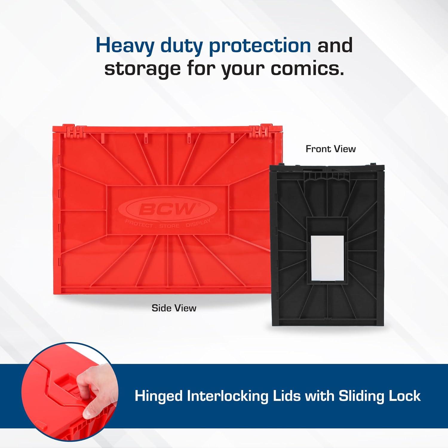 image:imageBCW Red amp Black Short Comic Book Bin Set Comic Book Storage Box Plastic Comic Box OrganizerRed Black