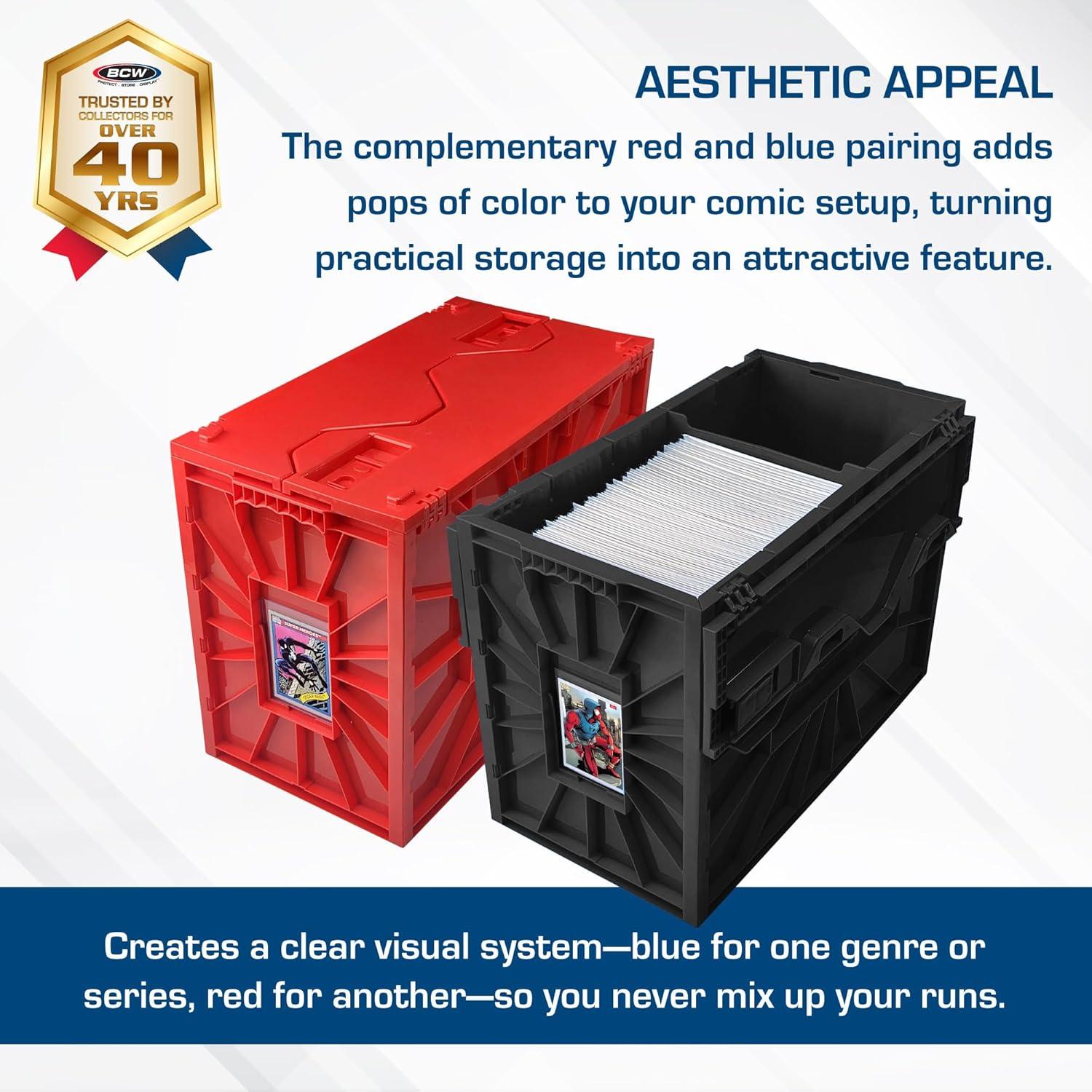 image:imageBCW Red amp Black Short Comic Book Bin Set Comic Book Storage Box Plastic Comic Box OrganizerRed Black