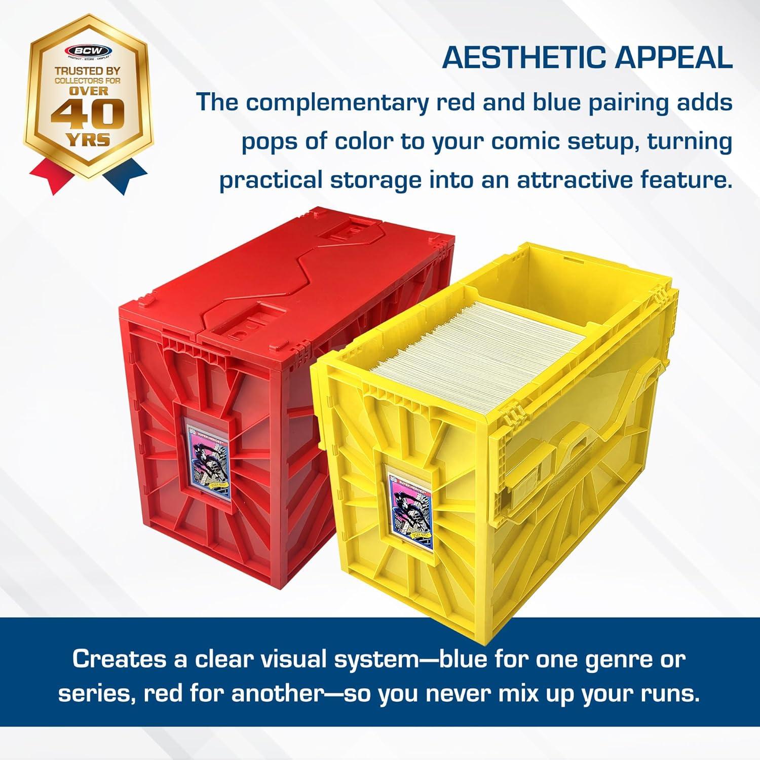image:imageBCW Red amp Black Short Comic Book Bin Set Comic Book Storage Box Plastic Comic Box OrganizerRed Yellow