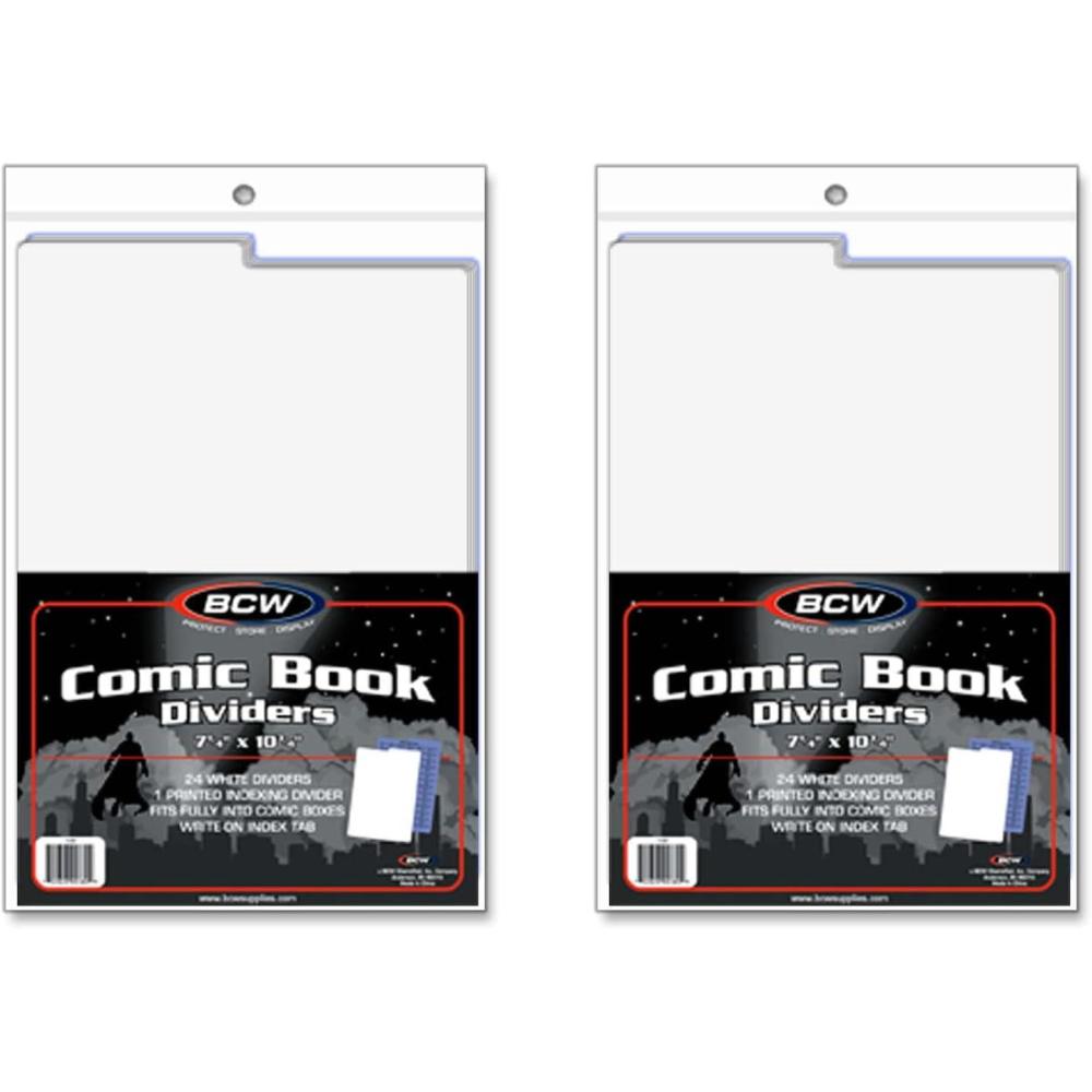 image:imageBCW Comic Dividers 25 White 1 Printed Index Divider Archival Polyethylene Plastic Organize Comics in Storage Boxes WriteOn Index Tab
