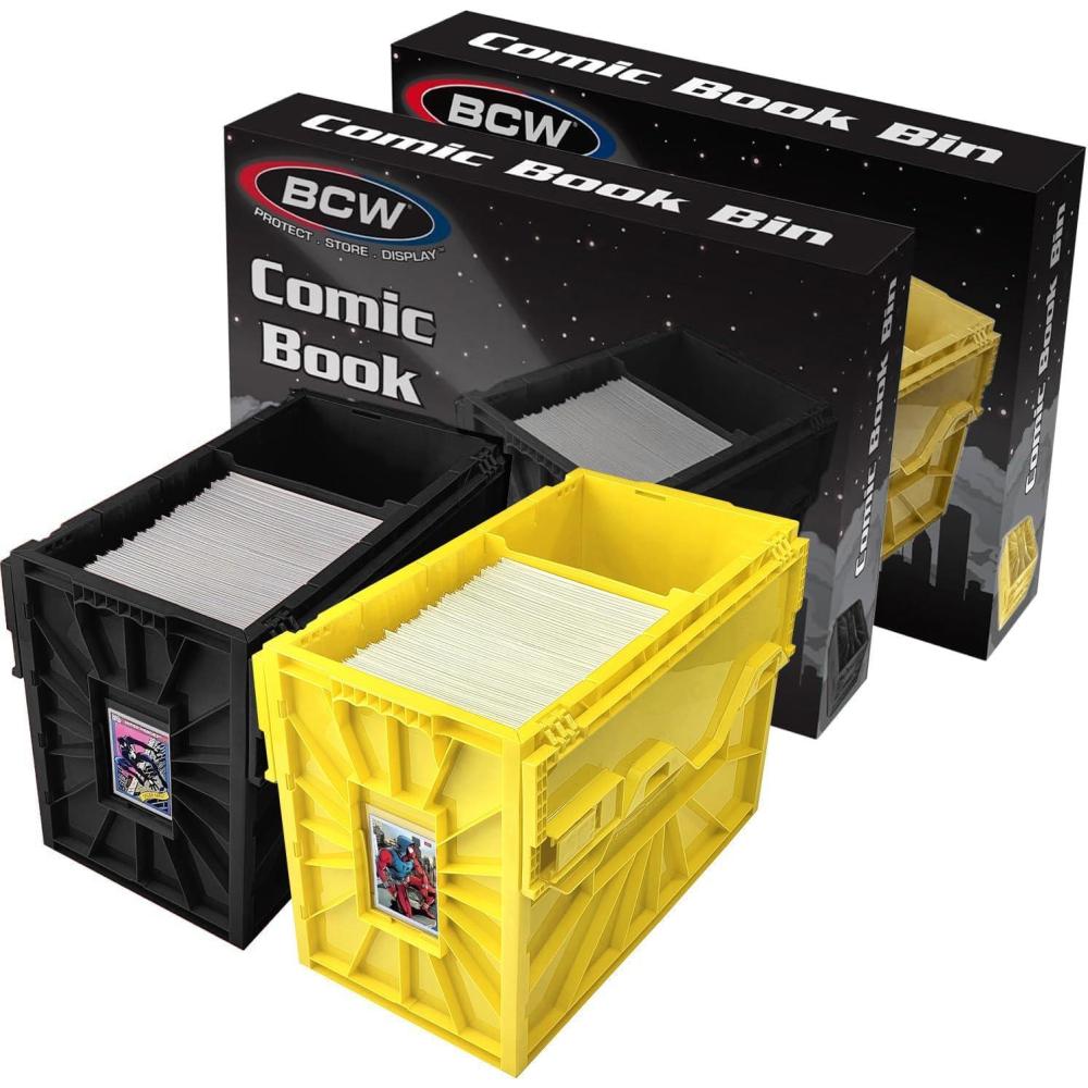 image:imageBCW Red amp Black Short Comic Book Bin Set  Comic Book Storage Box  Plastic Comic Box OrganizerBlack  Yellow