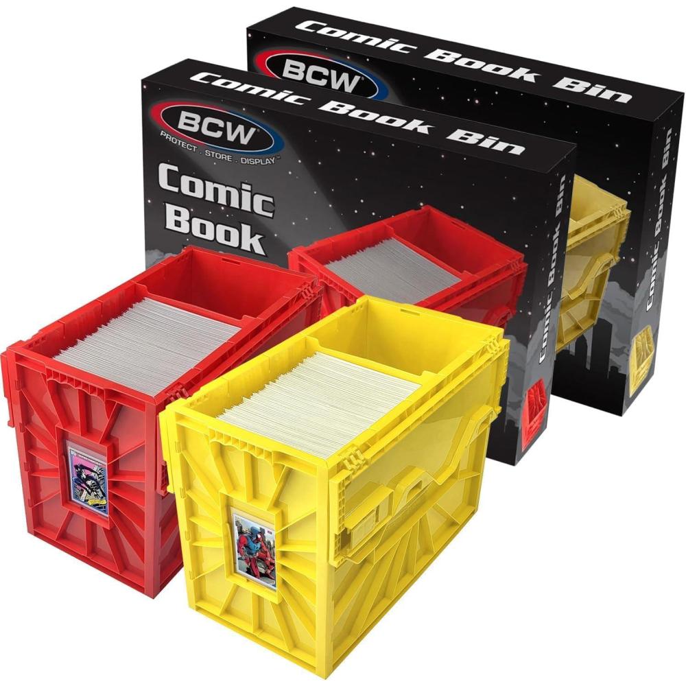 image:imageBCW Red amp Black Short Comic Book Bin Set Comic Book Storage Box Plastic Comic Box OrganizerRed Yellow