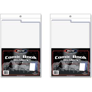 BCW Comic Dividers – 25 White + 1 Printed Index Divider | Archival Polyethylene Plastic | Organize Comics in Storage Boxes | Write-On Index Tab