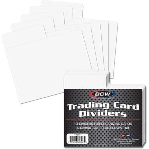 BCW Horizontal Trading Card Dividers – 10 ct | Archival Quality, Write-On Index Tab, 3 11/16 X 2 11/16 Inches | Fits Single Row Card Boxes| Card Collection Organizer Dividers(1)