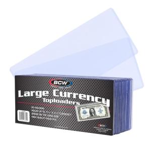 BCW Large Bill Currency Topload Holder – Pack of 25 | Clear Rigid PVC, Archival Quality Protection for Collectible Currencies | Numismatic Supplies for Collectors | Paper Currency Holders