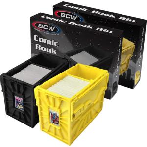 BCW Red & Black Short Comic Book Bin Set | Comic Book Storage Box | Plastic Comic Box Organizer(Black & Yellow)