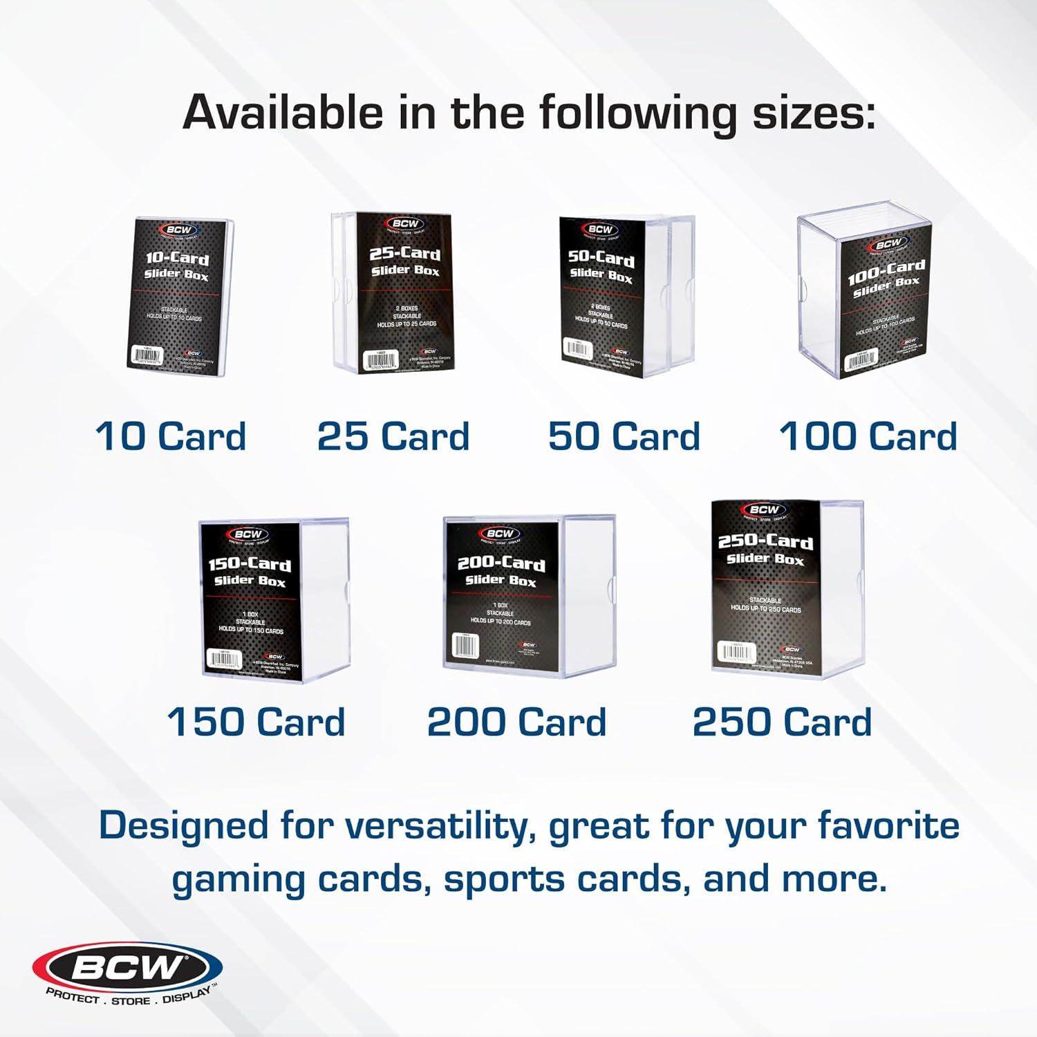 image:imageBCW Card Slider Box 12 Pack Holds 50 Cards Each Clear Stackable Trading Card Storage for Sports amp Gaming Cards25 Card