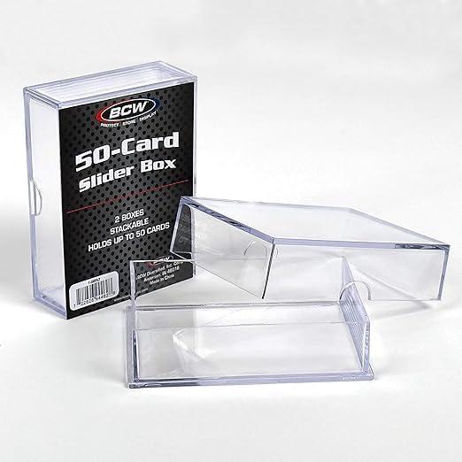 image:imageBCW Card Slider Box 12 Pack Holds 50 Cards Each Clear Stackable Trading Card Storage for Sports amp Gaming Cards50 Card