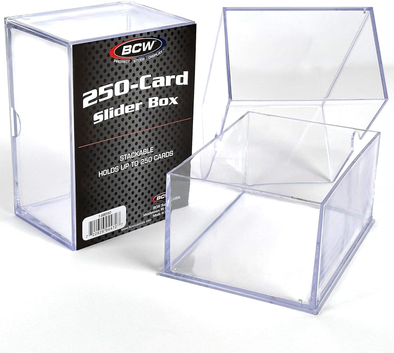 image:imageBCW Card Slider Box 2 Pack Premium Trading Card Storage Sturdy Stackable CrystalClear Design for Standard Sports amp Trading Cards 200 Capacity250 Card