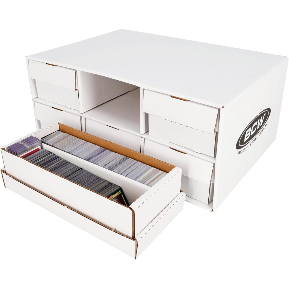 image:imageBCW 1600 Count Two Row Card House Storage Box with 6 Shoe Boxes Holds 9600 Standard Trading Cards Cardboard Storage House with Six 2 Row Card Storage Boxes