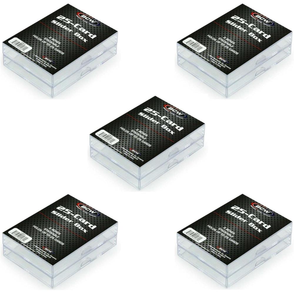 image:imageBCW Card Slider Box 12 Pack Holds 50 Cards Each Clear Stackable Trading Card Storage for Sports amp Gaming Cards25 Card