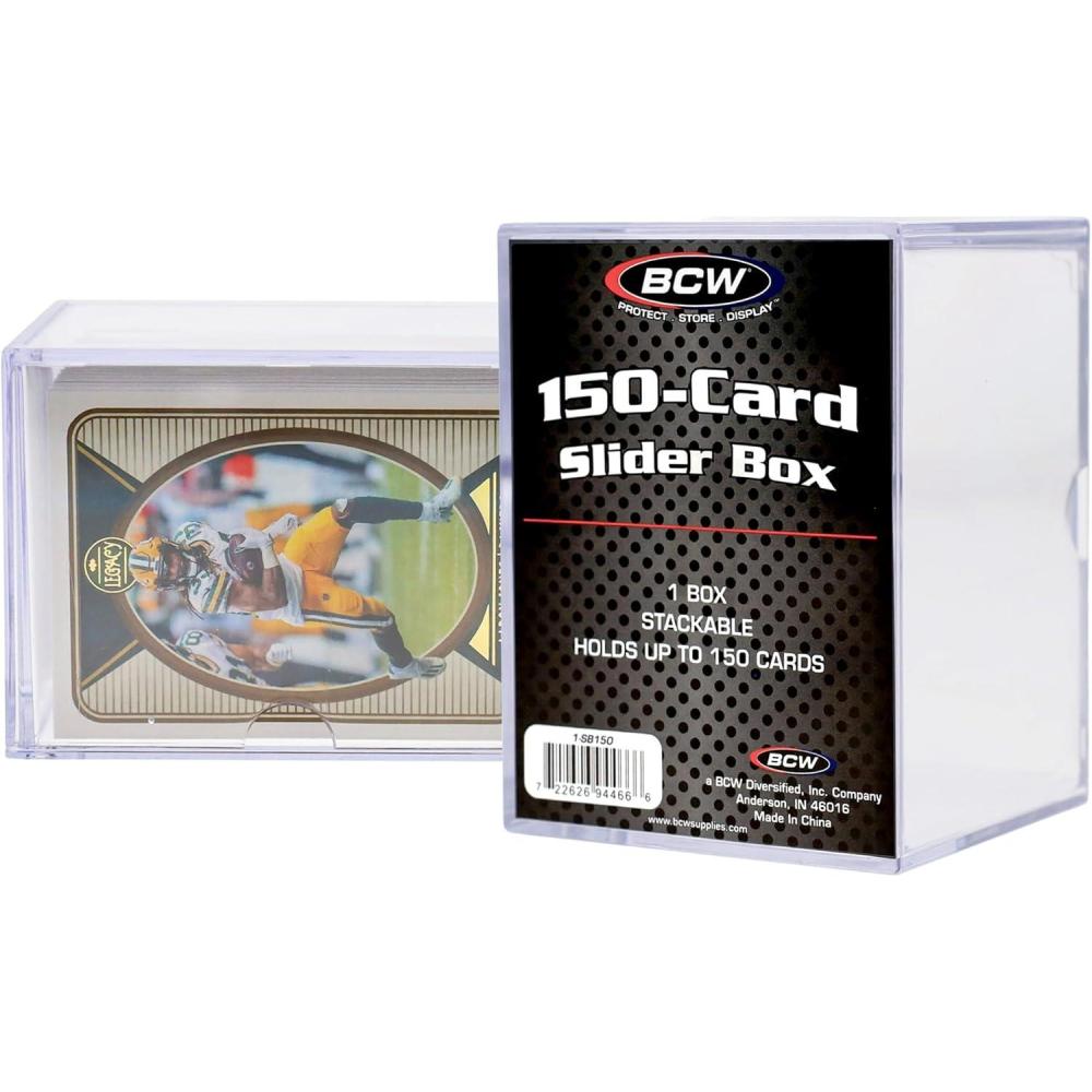 image:imageBCW Card Slider Box 2 Pack Premium Trading Card Storage Sturdy Stackable CrystalClear Design for Standard Sports amp Trading Cards 200 Capacity150 Card