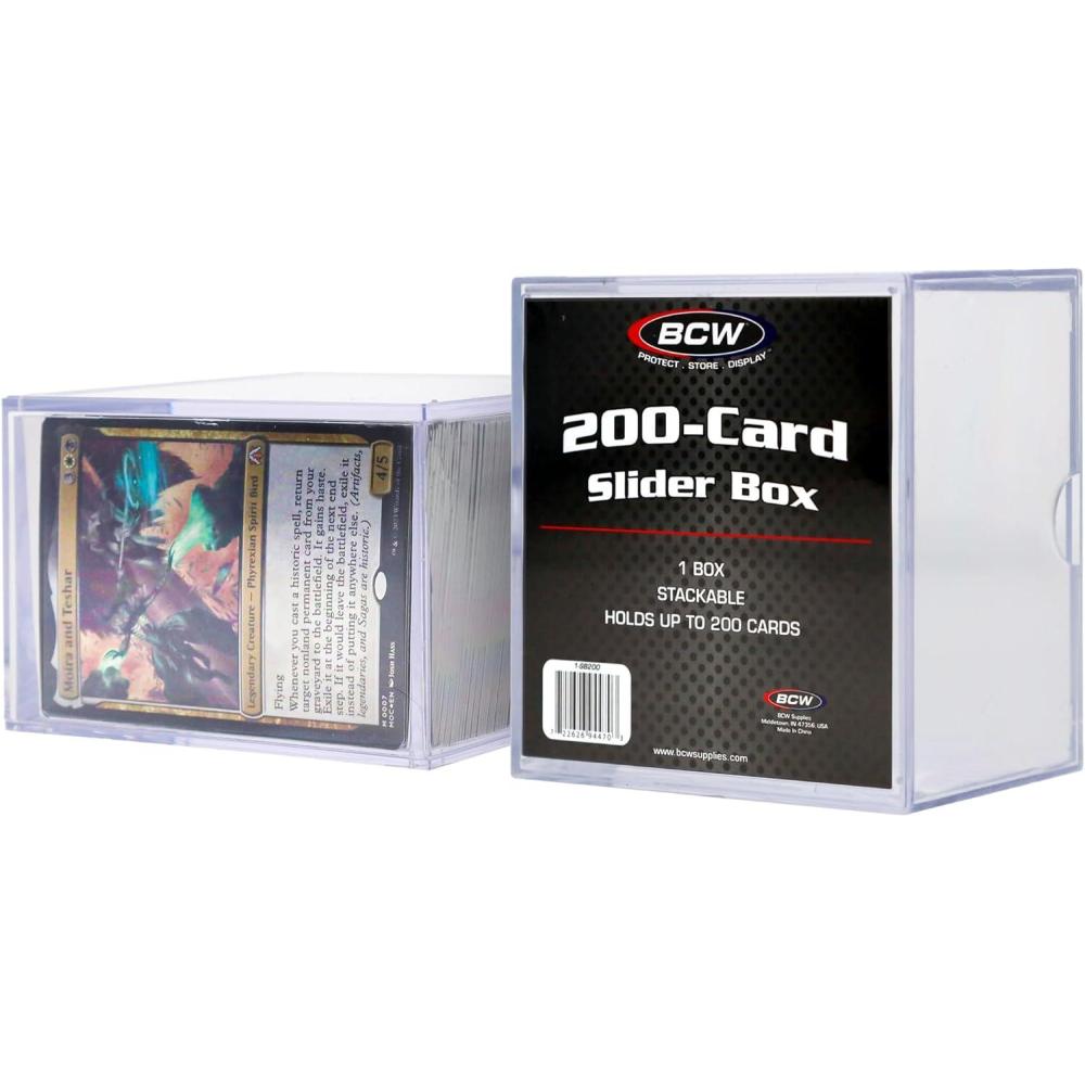 image:imageBCW Card Slider Box 2 Pack Premium Trading Card Storage Sturdy Stackable CrystalClear Design for Standard Sports amp Trading Cards 200 Capacity200 Card