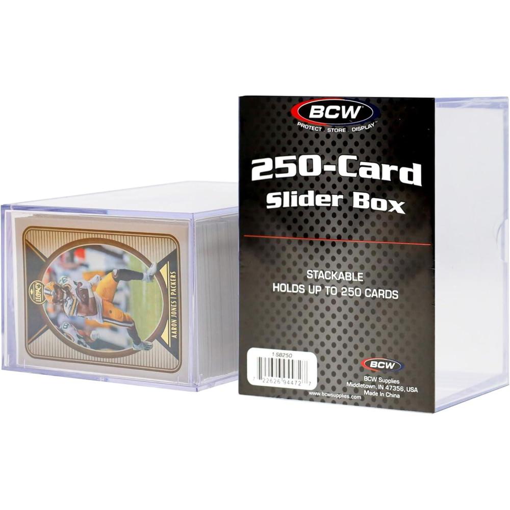 image:imageBCW Card Slider Box 2 Pack Premium Trading Card Storage Sturdy Stackable CrystalClear Design for Standard Sports amp Trading Cards 200 Capacity250 Card