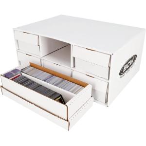 BCW 1600 Count Two Row Card House Storage Box with 6 Shoe Boxes | Holds 9600 Standard Trading Cards | Cardboard Storage House with Six 2 Row Card Storage Boxes