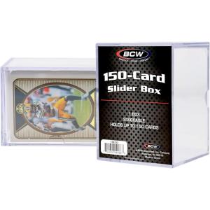 BCW Card Slider Box – 2 Pack | Premium Trading Card Storage | Sturdy, Stackable, Crystal-Clear Design for Standard Sports & Trading Cards (200 Capacity)(150 Card)