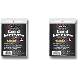 BCW Thick Card Sleeves – 200 ct | Crystal Clear Polypropylene Protective Sleeves for Collectible Cards | Card Protector Sleeves Holds Trading Cards Up to 240pt | Fits Thick-Card Topload Holders