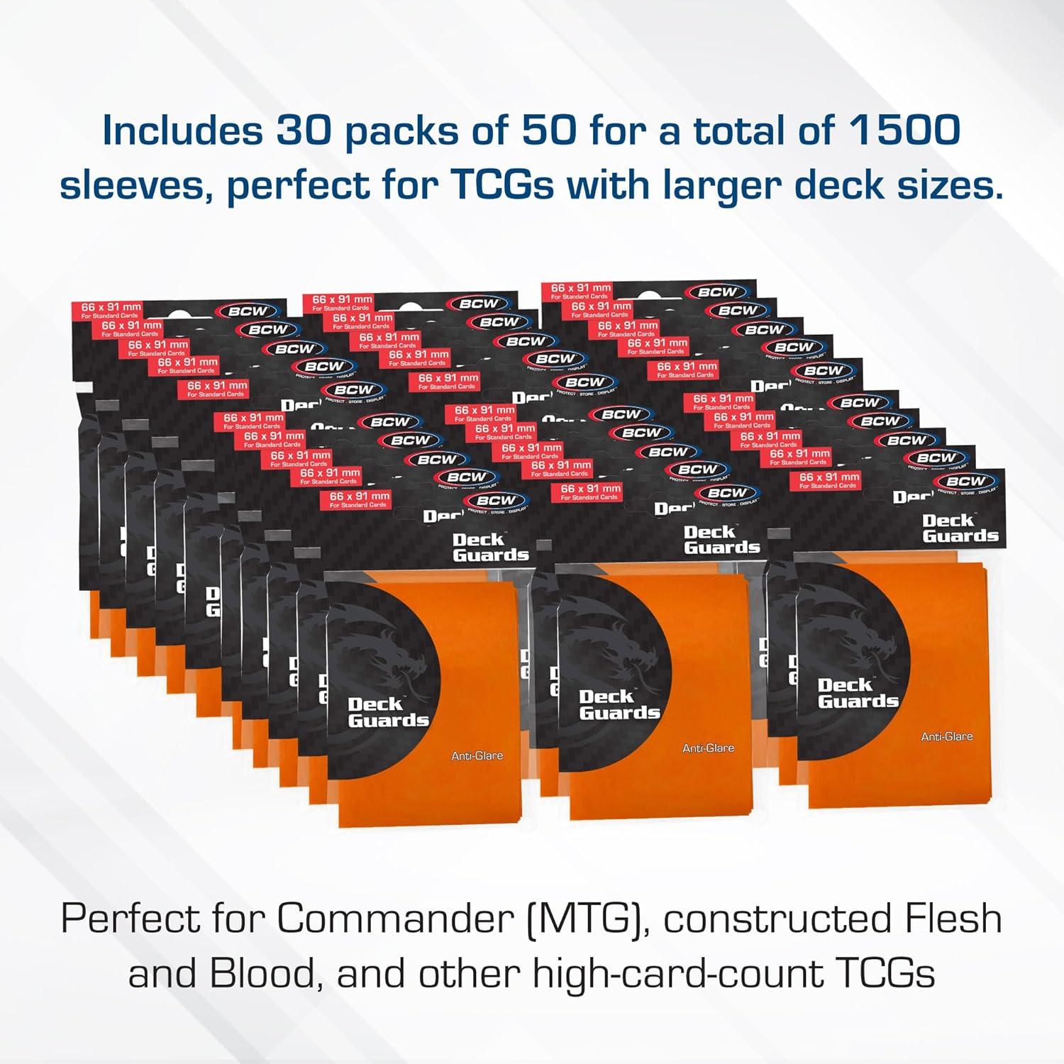 image:imageBCW Deck Guard Double Matte Orange Card Sleeves AcidFree ArchivalSafe No PVC AntiGlare Matte Finish Fits Standard 2 x 3 Game Cards Durable Deck Protector Sleeves 1500 Ct