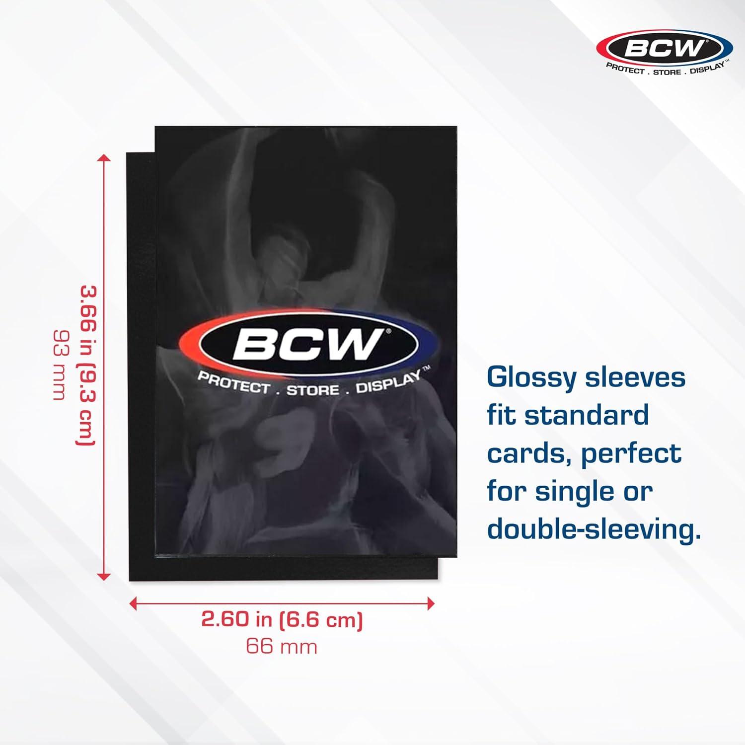 image:imageBCW Elite2 Glossy Card Sleeves Black CrystalClear Front Textured Back Fits 25 x 35 Cards 100 Ct