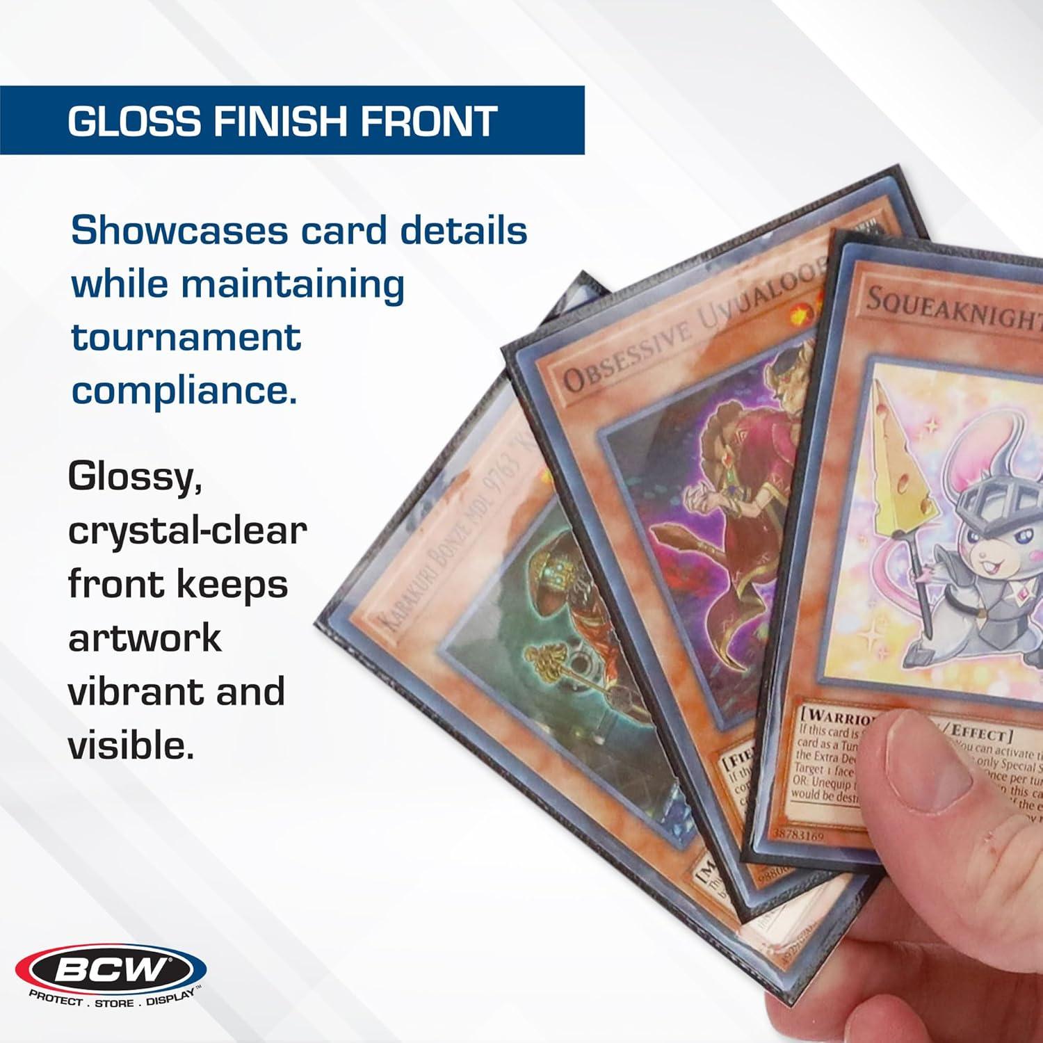 image:imageBCW Elite2 Glossy Card Sleeves Black CrystalClear Front Textured Back Fits 25 x 35 Cards 100 Ct