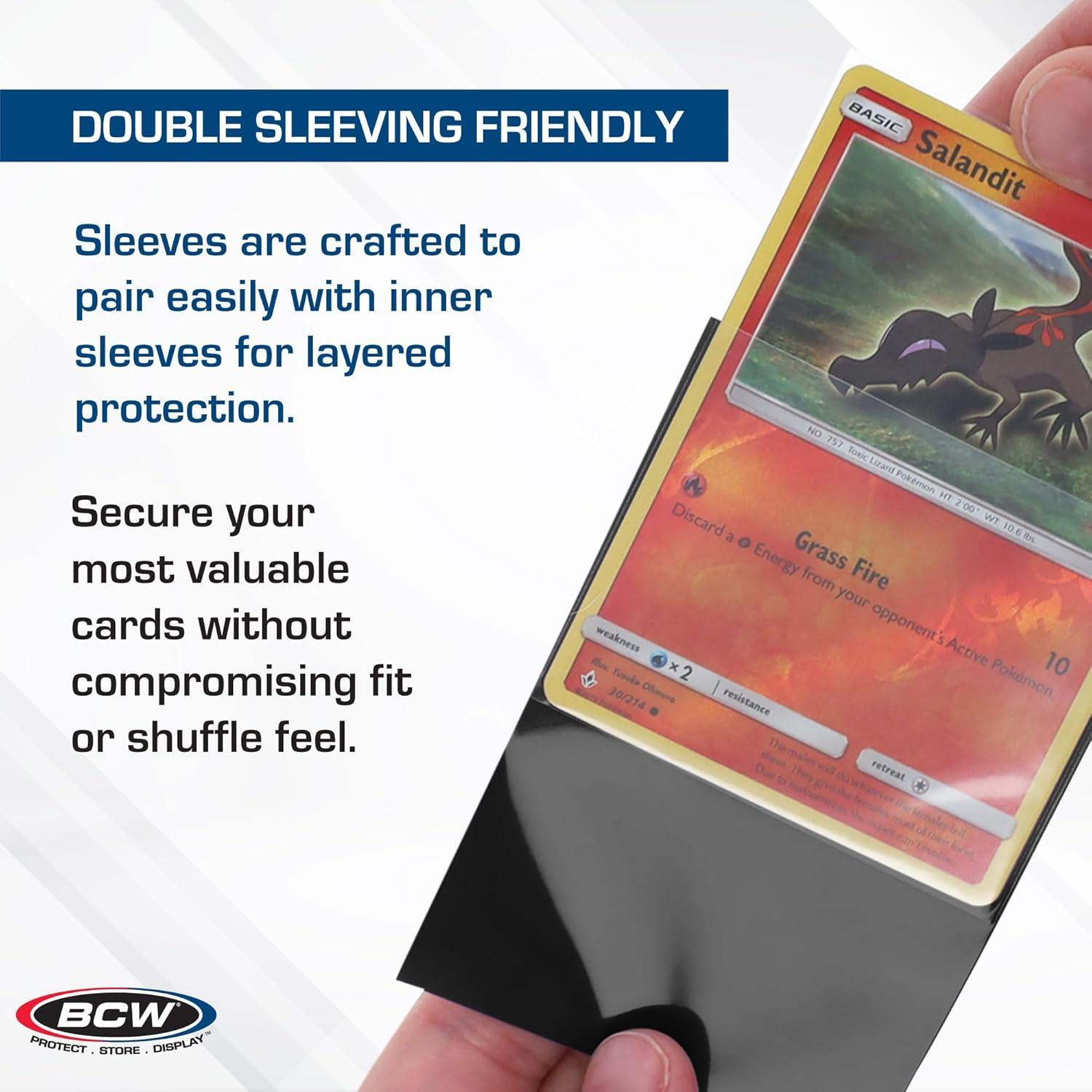 image:imageBCW Elite2 Glossy Card Sleeves Black CrystalClear Front Textured Back Fits 25 x 35 Cards 100 Ct