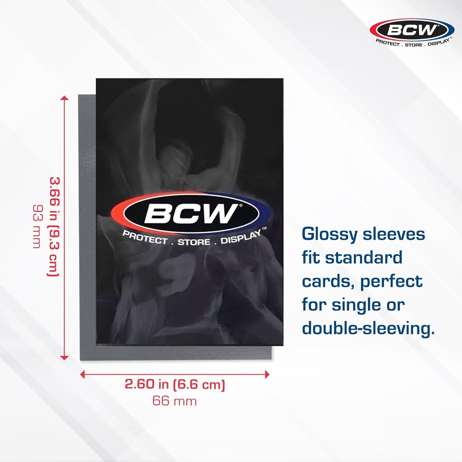 image:imageBCW Elite2 Glossy Card Sleeves Cool Gray CrystalClear Front Textured Back Fits 25 x 35 Cards 100 Ct