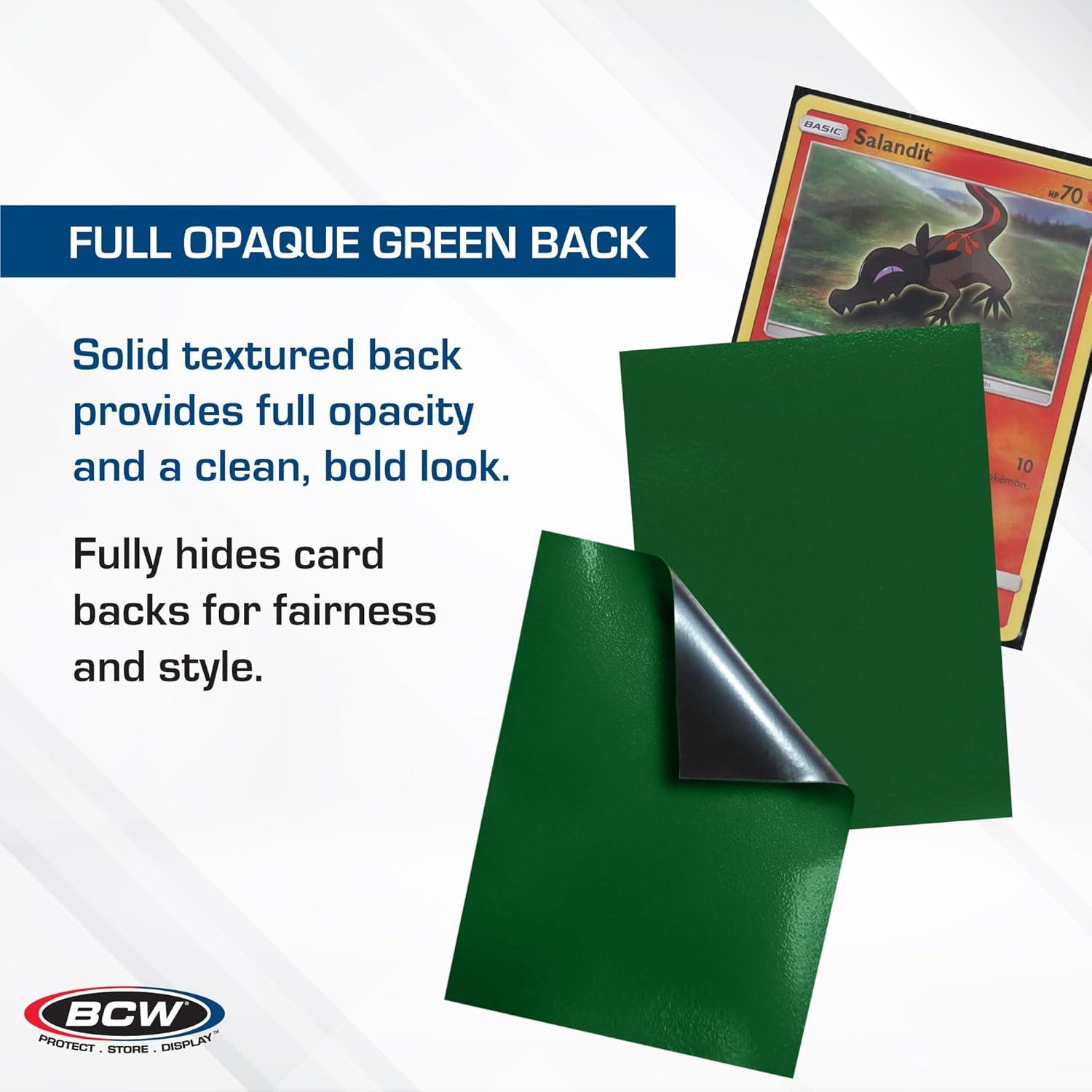 image:imageBCW Elite2 Glossy Card Sleeves Green 100ct CrystalClear Front Textured Back Fits 25 x 35 CardsGreen