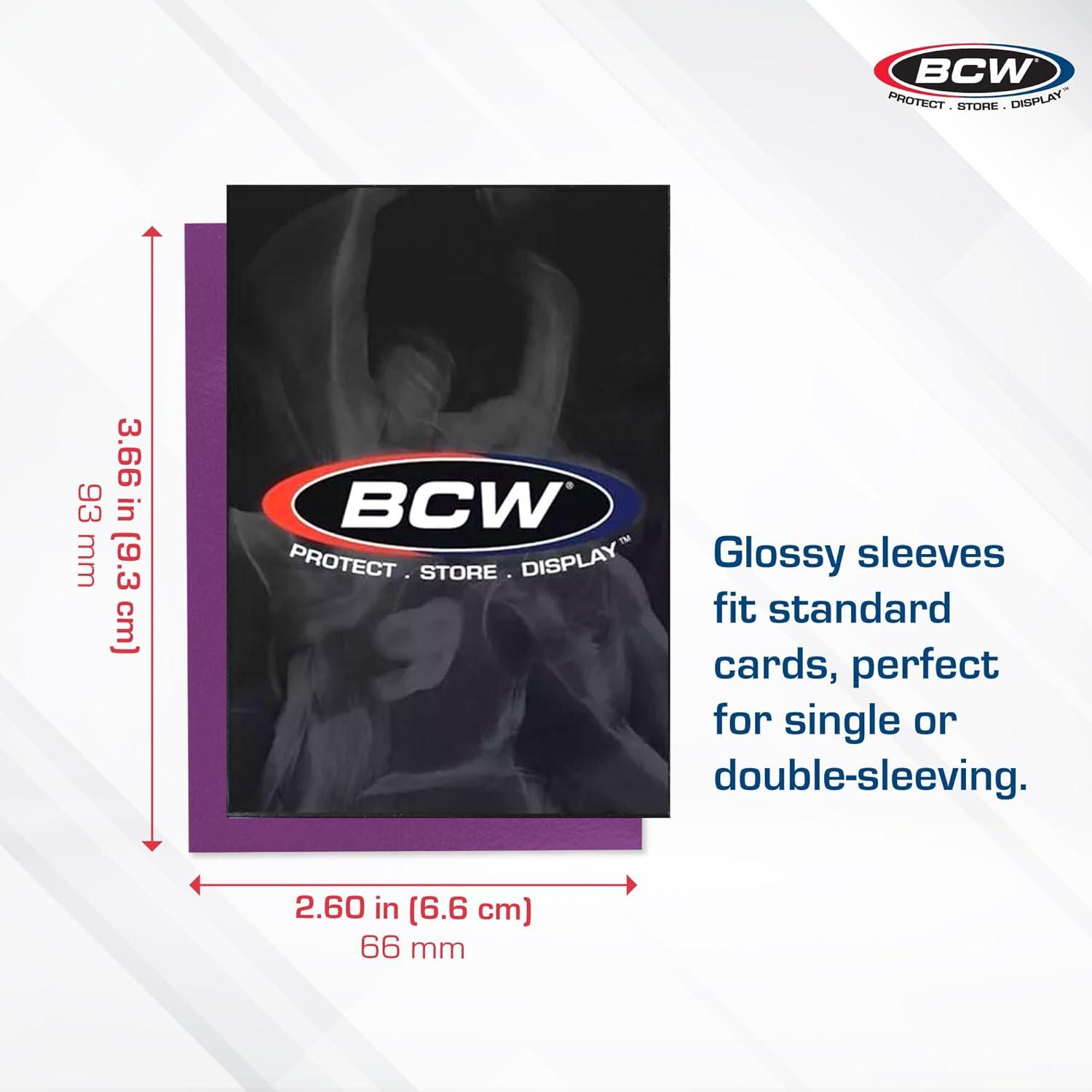 image:imageBCW Elite2 Glossy Card Sleeves Mulberry CrystalClear Front Textured Back Fits 25 x 35 Cards 100 Ct