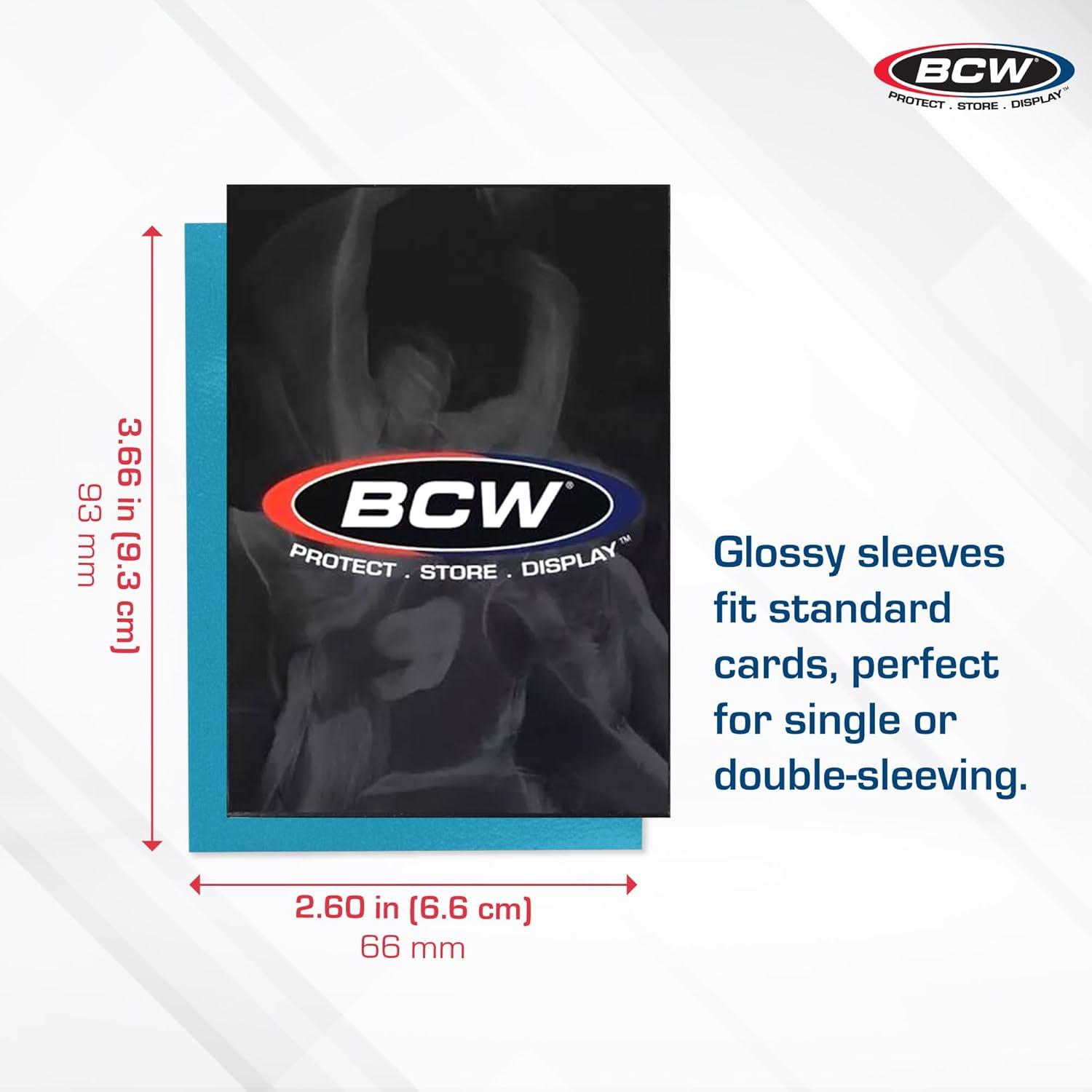 image:imageBCW Elite2 Glossy Card Sleeves Teal 100ct CrystalClear Front Textured Back Fits 25 x 35 CardsAzure