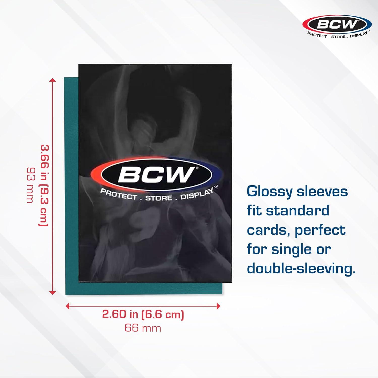 image:imageBCW Elite2 Glossy Card Sleeves Teal 100ct CrystalClear Front Textured Back Fits 25 x 35 CardsTeal