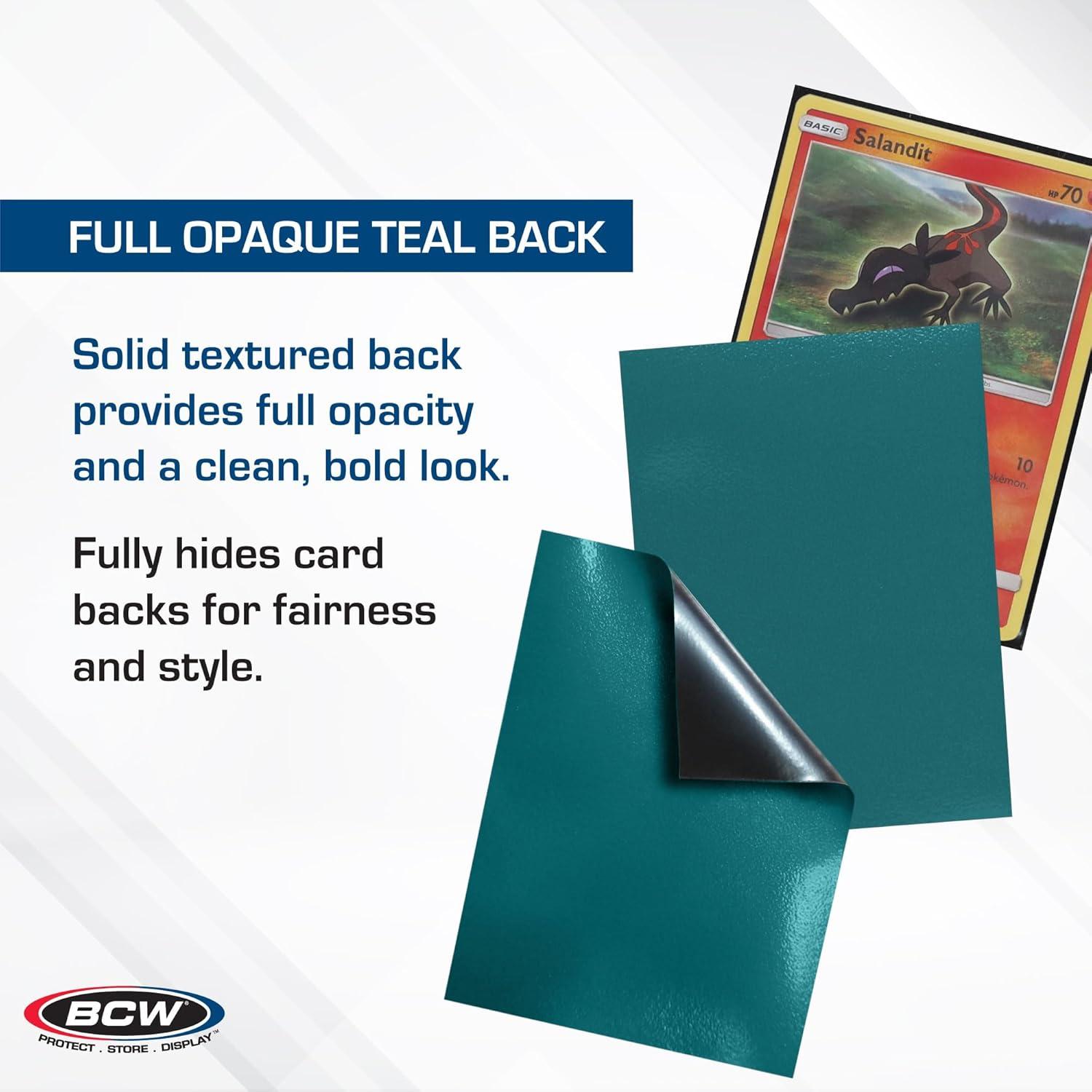 image:imageBCW Elite2 Glossy Card Sleeves Teal 100ct CrystalClear Front Textured Back Fits 25 x 35 CardsTeal