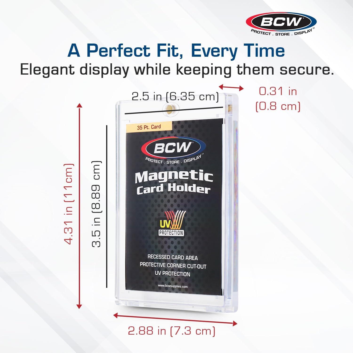 image:imageBCW Magnetic Card Holder 35 PT Thickness 40 Pack Protective Display Card Case with Secure Gold Magnet Closure UV Protection Quick Access Design for Sports Gaming and Collectible Cards